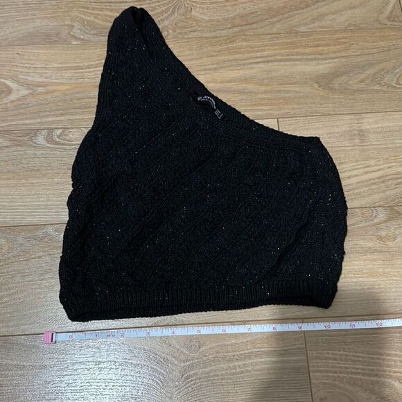 Stradivarius black sparkly one shoulder top size small - Picture 2 of 6